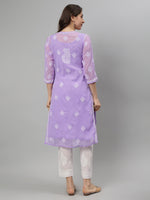 Load image into Gallery viewer, Seva Chikan Hand Embroidered Georgette Lucknowi Chikankari Kurta With Slip
