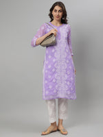 Load image into Gallery viewer, Seva Chikan Hand Embroidered Georgette Lucknowi Chikankari Kurta With Slip
