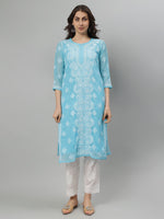 Load image into Gallery viewer, Seva Chikan Hand Embroidered Georgette Lucknowi Chikankari Kurta With Slip