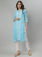 Load image into Gallery viewer, Seva Chikan Hand Embroidered Georgette Lucknowi Chikankari Kurta With Slip