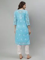 Load image into Gallery viewer, Seva Chikan Hand Embroidered Georgette Lucknowi Chikankari Kurta With Slip