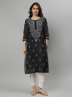 Load image into Gallery viewer, Seva Chikan Hand Embroidered Terivoil Cotton Lucknowi Chikankari Kurta