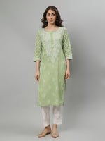 Load image into Gallery viewer, Seva Chikan Hand Embroidered Terivoil Cotton Lucknowi Chikankari Kurta