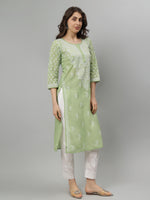 Load image into Gallery viewer, Seva Chikan Hand Embroidered Terivoil Cotton Lucknowi Chikankari Kurta