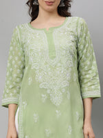 Load image into Gallery viewer, Seva Chikan Hand Embroidered Terivoil Cotton Lucknowi Chikankari Kurta