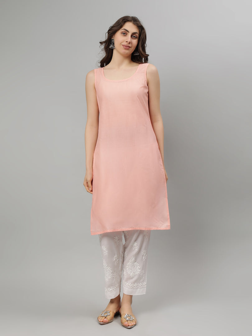 Seva Chikan Hand Embroidered Georgette Lucknowi Chikankari Kurta With Slip