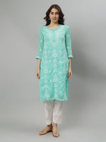 Load image into Gallery viewer, Seva Chikan Hand Embroidered Georgette Lucknowi Chikankari Kurta With Slip SCL4708