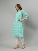 Load image into Gallery viewer, Seva Chikan Hand Embroidered Georgette Lucknowi Chikankari Kurta With Slip SCL4708