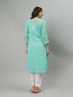 Load image into Gallery viewer, Seva Chikan Hand Embroidered Georgette Lucknowi Chikankari Kurta With Slip SCL4708