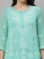 Load image into Gallery viewer, Seva Chikan Hand Embroidered Georgette Lucknowi Chikankari Kurta With Slip SCL4708
