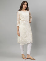 Load image into Gallery viewer, Seva Chikan Hand Embroidered Georgette Lucknowi Chikankari Kurta With Slip