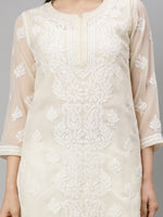 Load image into Gallery viewer, Seva Chikan Hand Embroidered Georgette Lucknowi Chikankari Kurta With Slip
