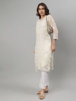 Load image into Gallery viewer, Seva Chikan Hand Embroidered Georgette Lucknowi Chikankari Kurta With Slip