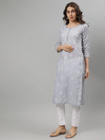 Load image into Gallery viewer, Seva Chikan Hand Embroidered Terivoil Cotton Lucknowi Chikankari Kurta