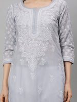 Load image into Gallery viewer, Seva Chikan Hand Embroidered Terivoil Cotton Lucknowi Chikankari Kurta