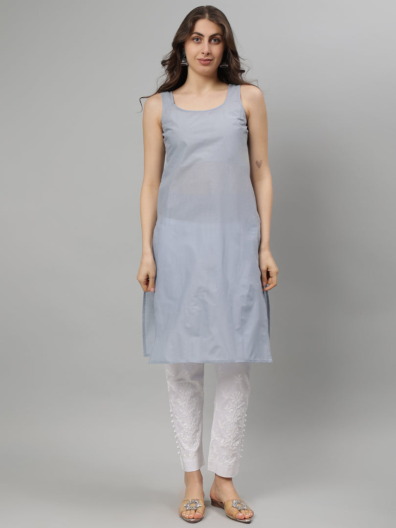 Seva Chikan Hand Embroidered Georgette Lucknowi Chikankari Kurta With Slip
