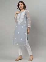 Load image into Gallery viewer, Seva Chikan Hand Embroidered Georgette Lucknowi Chikankari Kurta With Slip