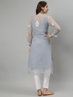 Load image into Gallery viewer, Seva Chikan Hand Embroidered Georgette Lucknowi Chikankari Kurta With Slip