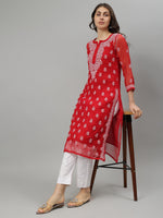 Load image into Gallery viewer, Seva Chikan Hand Embroidered Georgette Lucknowi Chikankari Kurta With Slip
