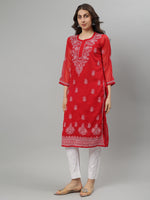 Load image into Gallery viewer, Seva Chikan Hand Embroidered Georgette Lucknowi Chikankari Kurta With Slip