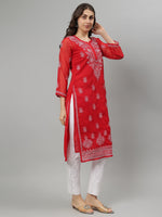 Load image into Gallery viewer, Seva Chikan Hand Embroidered Georgette Lucknowi Chikankari Kurta With Slip