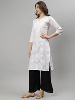 Load image into Gallery viewer, Seva Chikan Embroidered White Cotton Lucknowi Chikankari Kurta SCL4710