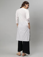 Load image into Gallery viewer, Seva Chikan Embroidered White Cotton Lucknowi Chikankari Kurta SCL4710