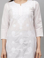 Load image into Gallery viewer, Seva Chikan Embroidered White Cotton Lucknowi Chikankari Kurta SCL4710