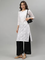 Load image into Gallery viewer, Seva Chikan Embroidered White Cotton Lucknowi Chikankari Kurta SCL4710
