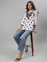 Load image into Gallery viewer, Seva Chikan Hand Embroidered Modal Lucknowi Chikan Top