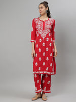 Load image into Gallery viewer, Seva Chikan Hand Embroidered Rayon Lucknowi Chikankari Kurta Set