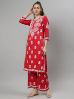 Load image into Gallery viewer, Seva Chikan Hand Embroidered Rayon Lucknowi Chikankari Kurta Set