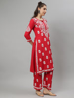 Load image into Gallery viewer, Seva Chikan Hand Embroidered Rayon Lucknowi Chikankari Kurta Set