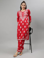 Load image into Gallery viewer, Seva Chikan Hand Embroidered Rayon Lucknowi Chikankari Kurta Set