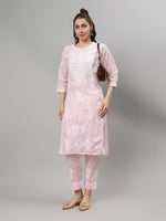 Load image into Gallery viewer, Seva Chikan Hand Embroidered Cotton Lucknowi Chikankari Kurta Set
