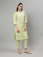 Load image into Gallery viewer, Seva Chikan Hand Embroidered Cotton Lucknowi Chikankari Kurta Set