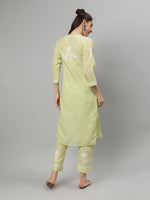 Load image into Gallery viewer, Seva Chikan Hand Embroidered Cotton Lucknowi Chikankari Kurta Set