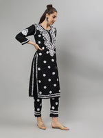 Load image into Gallery viewer, Seva Chikan Hand Embroidered Rayon Lucknowi Chikankari Kurta Set