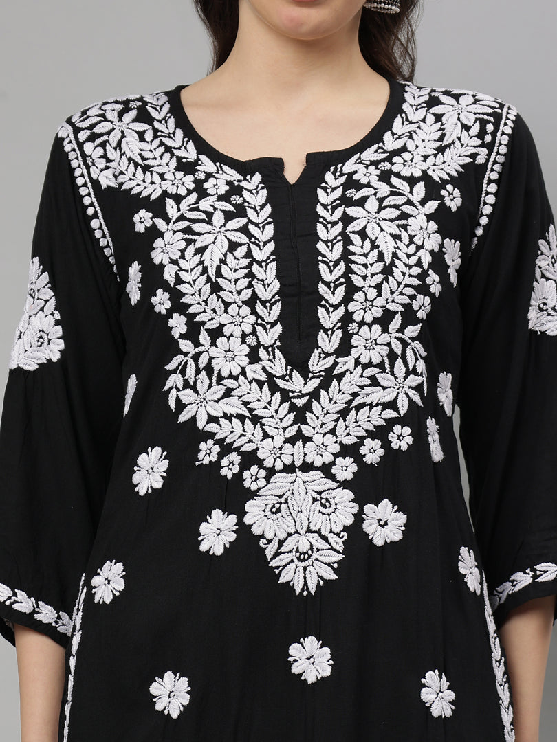 Seva Chikan Hand Embroidered Rayon Lucknowi Chikankari Kurta Set