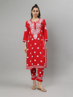 Load image into Gallery viewer, Seva Chikan Hand Embroidered Rayon Lucknowi Chikankari Kurta Set