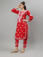 Load image into Gallery viewer, Seva Chikan Hand Embroidered Rayon Lucknowi Chikankari Kurta Set
