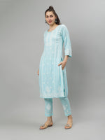 Load image into Gallery viewer, Seva Chikan Hand Embroidered Rayon Lucknowi Chikankari Kurta Set