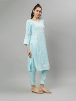 Load image into Gallery viewer, Seva Chikan Hand Embroidered Rayon Lucknowi Chikankari Kurta Set