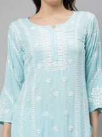 Load image into Gallery viewer, Seva Chikan Hand Embroidered Rayon Lucknowi Chikankari Kurta Set