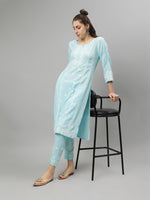 Load image into Gallery viewer, Seva Chikan Hand Embroidered Rayon Lucknowi Chikankari Kurta Set