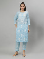 Load image into Gallery viewer, Seva Chikan Hand Embroidered Cotton Lucknowi Chikankari Kurta Set