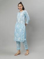 Load image into Gallery viewer, Seva Chikan Hand Embroidered Cotton Lucknowi Chikankari Kurta Set