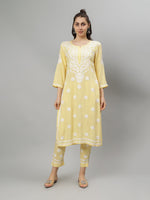 Load image into Gallery viewer, Seva Chikan Hand Embroidered Rayon Lucknowi Chikankari Kurta Set