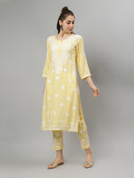 Load image into Gallery viewer, Seva Chikan Hand Embroidered Rayon Lucknowi Chikankari Kurta Set