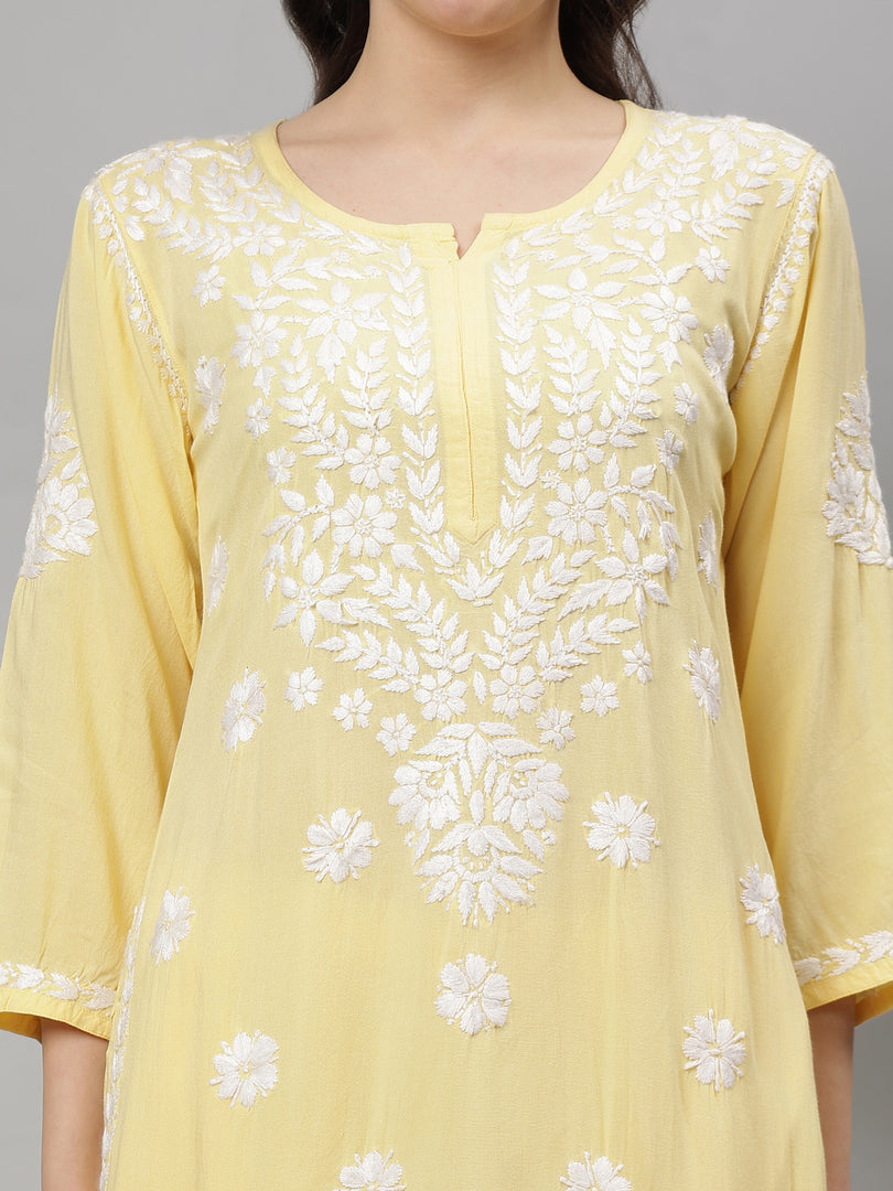 Seva Chikan Hand Embroidered Rayon Lucknowi Chikankari Kurta Set